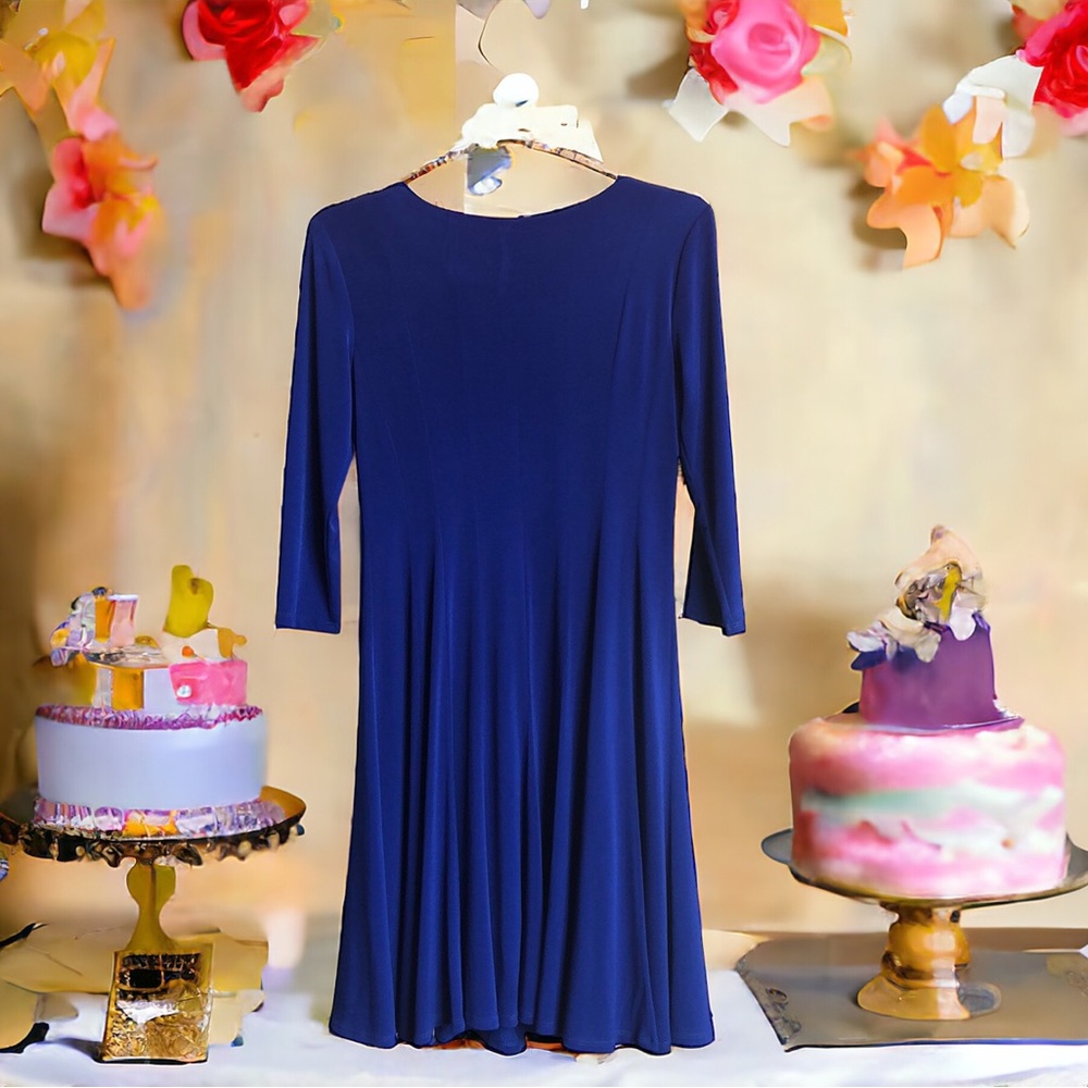 Leslie Fay Royal blue flared Special Event Dress Polyester